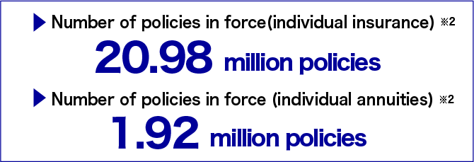 Number of policies in force(individual insurance) : 20.98 million policies Number of policies in force (individual annuities) : 1.92 million policies