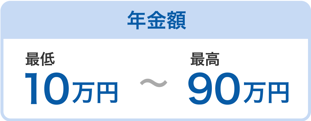 年金額最低10万円～最高90万円