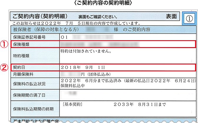 ＜ご契約内容の契約明細＞