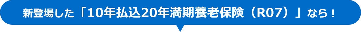 新登場した「10年払込20年満期養老保険（R07）」なら！