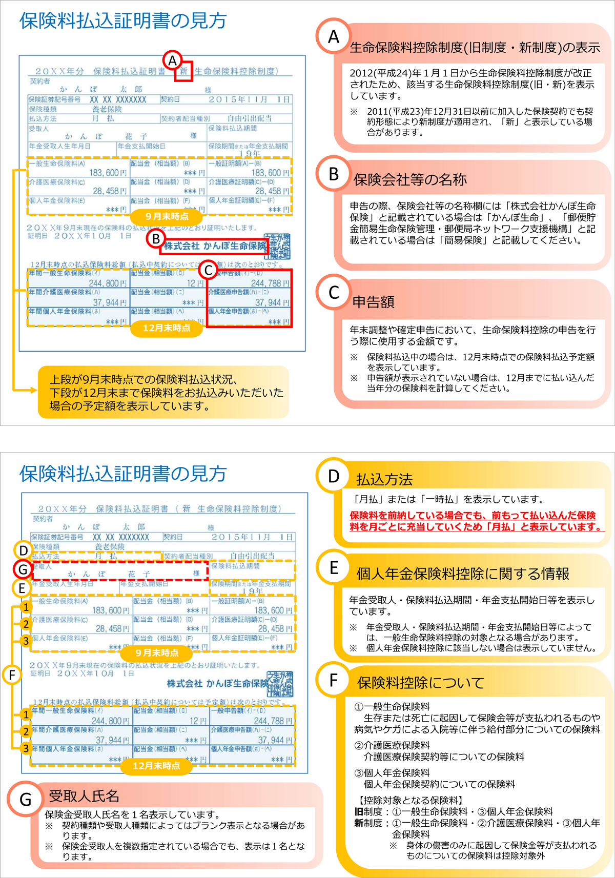 保険料払込証明書の見方イメージ